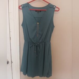 Dynamite Teal Tie Front Smocked Dress